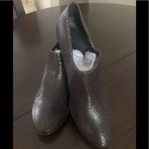 Ecco Brown Snake Print Heeled Booties Shoes